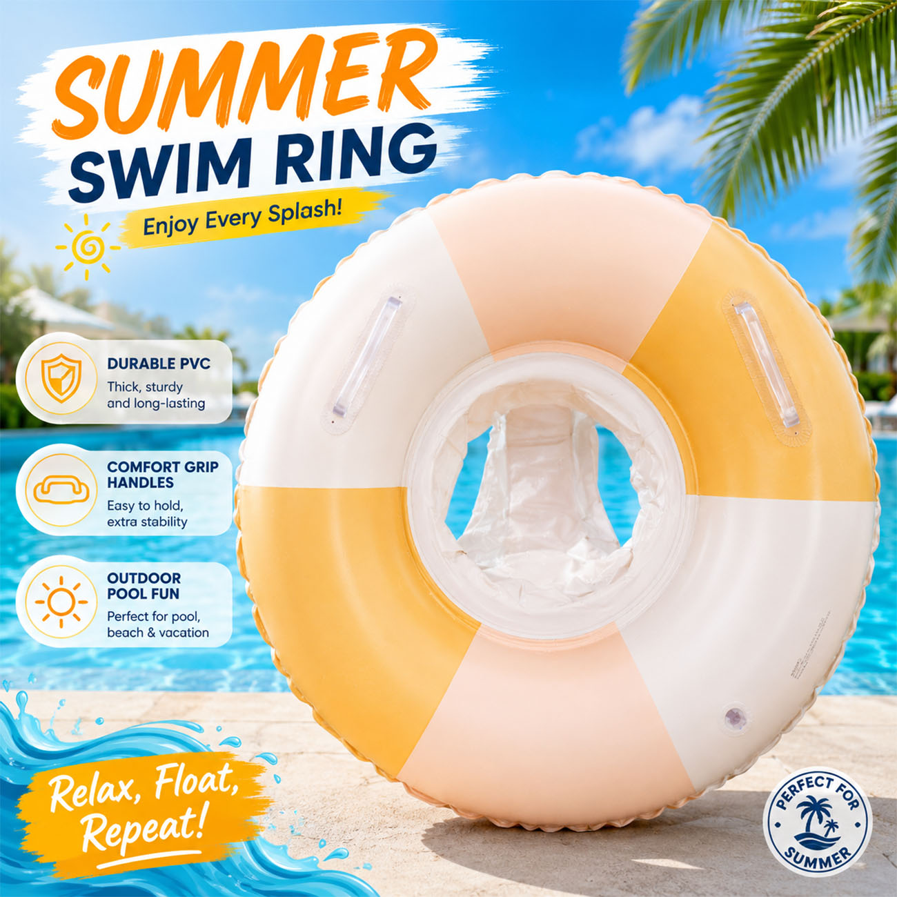 Pool Float Ring Inflatable - 1 adet şişme yüzme simidi havuz