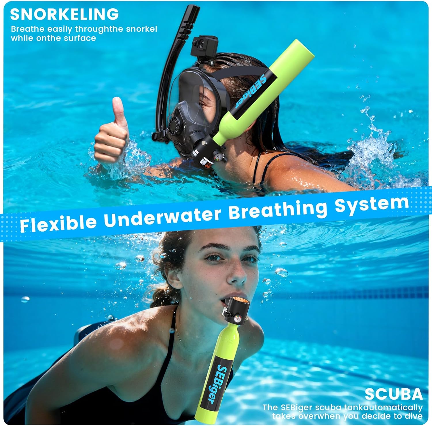 0,5L Mini Scuba Tüpü ve Tam Yü - Snorkel Mask Full Face incelemesi ve fiyatı